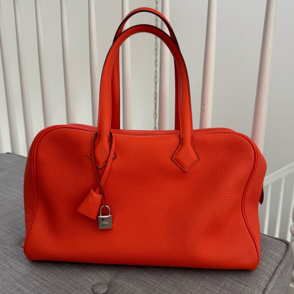Hermes Orange Poppy Victoria 36, Complete Set, Vintage